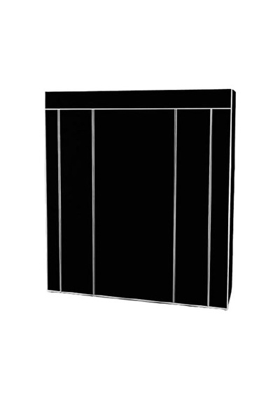 Çift Yandan Raflı Sert Plastik Pvc Profilli Bez Dolap / Gardırop/gardolap / Taşınabilir Portatif Hafif Dolap Siyah Çok Renkli