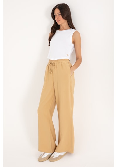 U.S. Polo Assn. Kadın Camel Loose Relax Fit Kanvas Pantolon 50300357-VR015