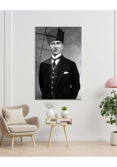 Atatürk Portre Cam Tablo Modern Ev Ofis Salon Hediyelik Büyük Tablo Duvar Dekoru
