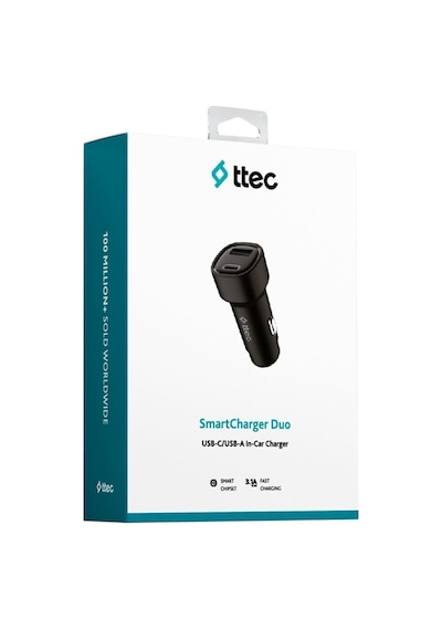 Ttec 2cks35s Smartcharger Duo 3.1a Araç Şarj Aleti Usb-c + Usb-a Siyah