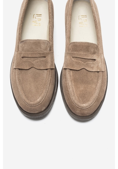 Luvishoes Luvi Shoes Pline Vizon Süet Hakiki Deri Kadın Loafer Ayakkabı Vizon