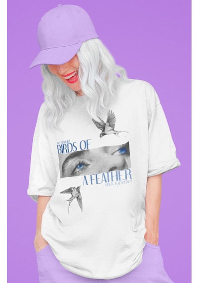 Sevbano Özel Tasarım Billie Eilish Baskılı Unisex Oversize Şarkıcı Tişört Beyaz