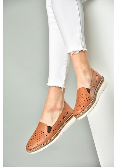 Fox Shoes P555501103 Taba Hakiki Deri Kadın Ayakkabı Taba