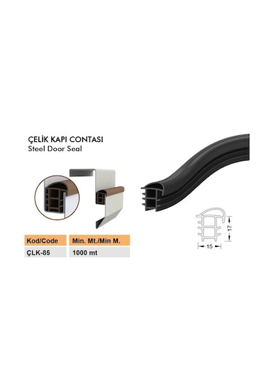 Çelik Kapı - Kasa Fitili - Contası Çelik Kapı Contası Çlk-85-Siyah-6 Metre