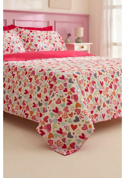 Kaşmir Home Sarah Anderson Amour Glow Kalp Desenli Tek Kişilik Nevresim Takımı Multicolour