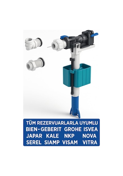 Tüm Rezervuarlarla Uyumlu Sessiz Dolum Şamandırası Seti 1/2 Ve 3/8 Giriş, Evrensel Uyumlu Tasarım Genel