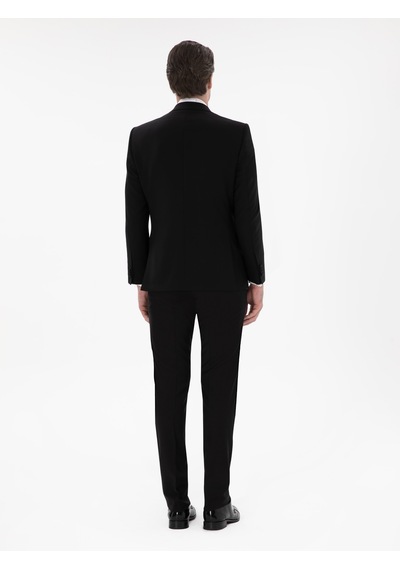 Cacharel Siyah Slim Fit Yün Karışımlı Yelekli Smokin Dmatlık