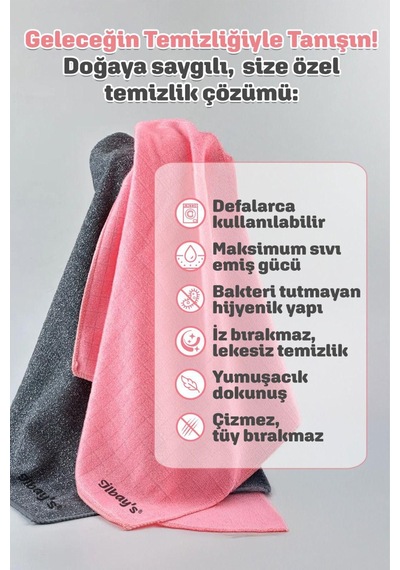 İlbay's 2'li Mikrofiber Zor Kir Bezi 40x40 Cm Çok Renkli