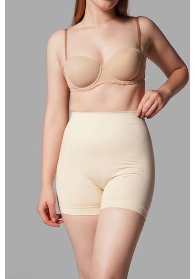 Fit Women Push Up Seamless Dikişsiz Popo Kısa Paçalı Korse 2064 Bej