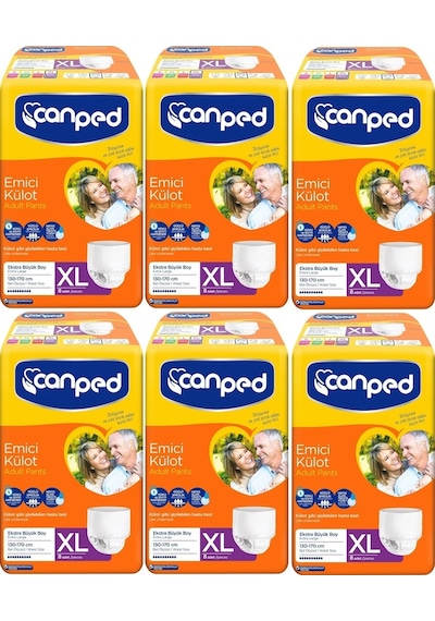Canped Emici Külot Hasta Bezi Extra Büyük Boy XL 8'Li x 6 48 Adet