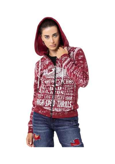 Wl352 Kadın Baskılı Zip Hoodie 001