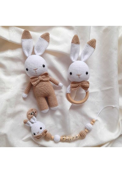 El Örgüsü Amigurumi Tavşan Seti 3'lü