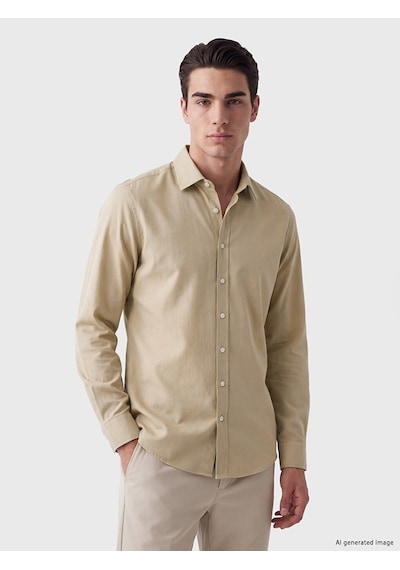 Lcwaıkıkı Classic Bej Regular Fit Erkek Gömlek