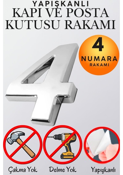 Krom Yapışkanlı Kapı Numarası 4 5 Cm / 50 Mm Küçük Boy Rakam Sayı - Daire, Posta Kutusu, Otel Oda No, Asansör, Kat Planı, Araç Model Ve Apartman İçi Dekoru İçin Kendinden Yapışkanlı Krom Numaratör 4 4 Krom Yapışkanlı Kapı Numarası 4 5 Cm / 50 Mm Küçük Boy Rakam Sayı - Daire, Posta Kutusu, Otel Oda No, Asansör, Kat Planı, Araç Model Ve Apartman İçi Dekoru İçin Kendinden Yapışkanlı Krom Numaratör 4 4