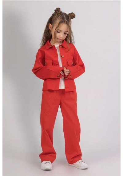 Dmb Kids Kız Pantalon Takım 25ydmb06180498 Ekru - Kırmızı