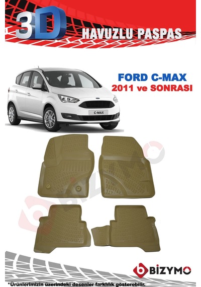Ford C-Max 5 Kisi 2011 Ve Sonrası 3D Bej Paspas Takımı Bizymo