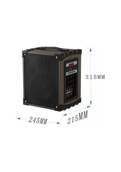 Trol Lt-908 Ahşap Kumandalı Profesyonel Şarjlı Telsiz Mikrofonlu Amfili Hoparlör Sistemi 16,5 Cm