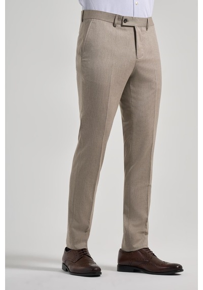 İmza Bej Esnek Yandan Cepli Slim Fit Classic Pantolon 1003250160 Bej