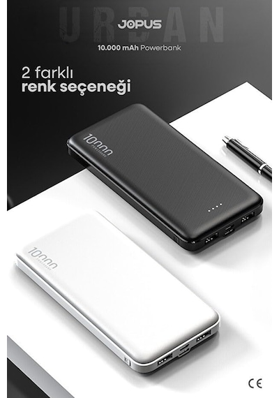 10.000mah Led Işıklı Taşınabilir Şarj Aleti/powerbank Siyah/beyaz Jp-p10s-1 Beyaz Diğer