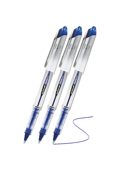 Mavi Pilot Kalem Ub-200 Vision Elite 0.8mm 3 Adet Uniball Pilot Kalem 0.8 Mm Roller Uçlu Pilot Kalem İnce Uçlu Likit Mavi