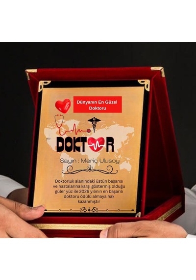 Kişiye Özel Doktor Plaketi Kadife Kutulu Teşekkür Ve Başarı Ödülü