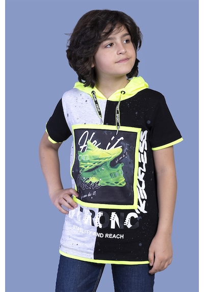 Toontoy Kids Toontoy Erkek Çocuk Garni Detaylı Baskılı Tişört Gri Melanj