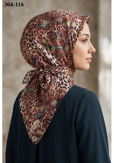 Sharell Leopar Desenli Soft Pamuk Eşarp 304-116 Çok Renkli