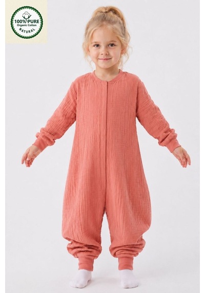 Cantoy 4 Mevsim Müslin Uzun Kollu 1.0 Tog %100 Pamuk Uyku Tulumu Pembe