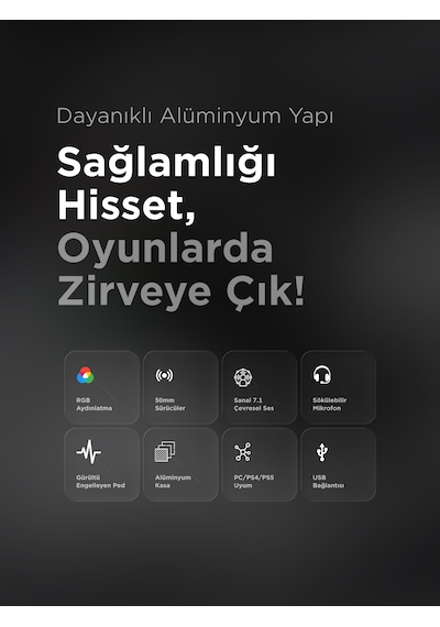 Kipchak Gaming Mikrofonlu Oyuncu Kulaklığı Siyah Rgb Led 7.1 Rm-k55