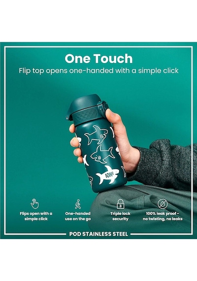 Ion8 Sızdırmaz Çocuk Su Termosu 320 Ml - Köpekbalığı Çok Renkli