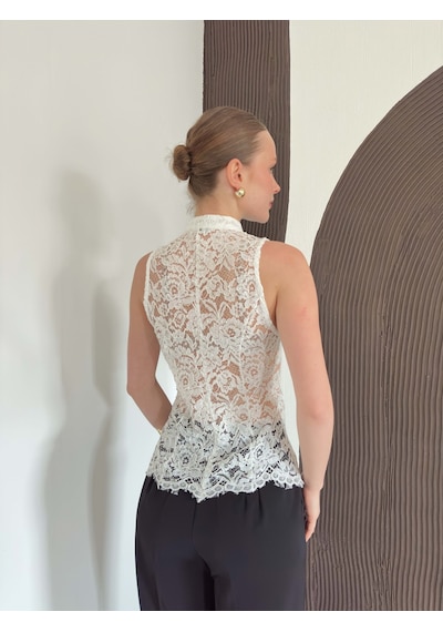 Verymoda Dantel Yelek D3047 Krem