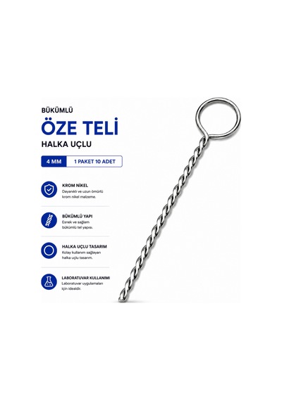 Bükümlü Öze Teli Halka Uçlu 4 Mm 1 Paket 10 Adet