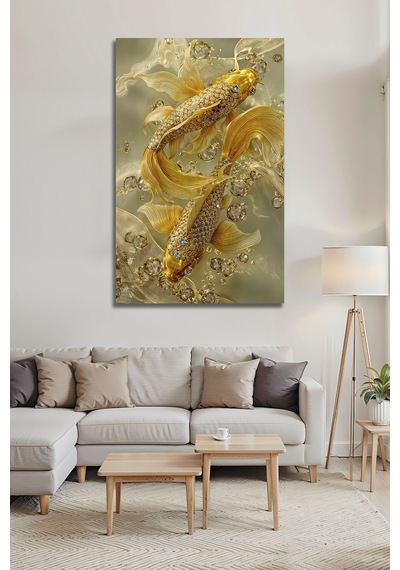 Lüks Altın Koi Balığı Mücevherli Feng Shui Cam Tablo Zenginlik Ve Şans Temalı Duvar Sanatı Modern Dekorasyon Temalı Dekoratif Duvar Tablosu, Salon, Ev Ve Ofis Dekoru,