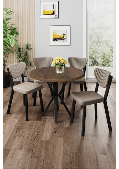 Canisa Agnes Serisi 90x90 Yuvarlak Barok Ahşap Desen Masa Takımı Ve 4 Cappucino Sandalye Masa Barok Ahşap Desen Sandalye Cappucino Canisa Agnes Serisi 90x90 Yuvarlak Barok Ahşap Desen Masa Takımı Ve 4 Cappucino Sandalye Masa Barok Ahşap Desen Sandalye Cappucino