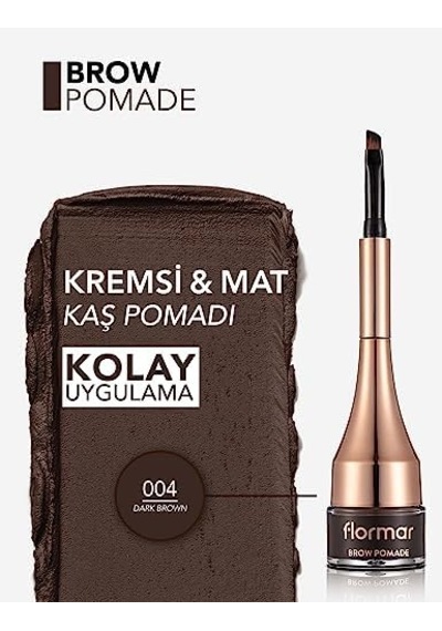 Yoğun Pigmentli Kalıcı Kaş Pomadı - Brow Pomade - 004 Dark Brown - 8690604572212 0