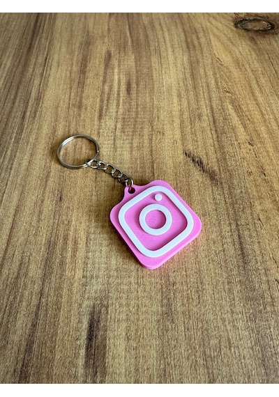 Nfc Anahtarlık - İnstagram Anahtarlık Pembe Büyük Boy 4,5 Cm