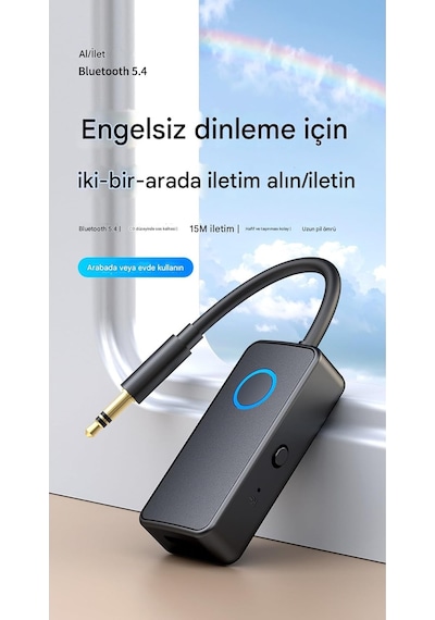 M30 Bluetooth 5.4 2in1 Adaptör Alıcı Verici, Aux Wireless Araç Bluetooth Kiti