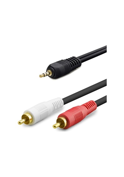 Büro Ev Ofis Ses Müzik Sistemi İçin 5mt Siyah 3.5 Mm To 2rca 2lıne Golden Kablo