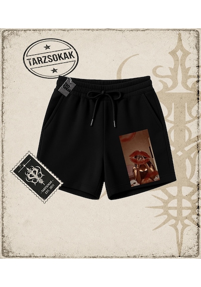 Tarzsokak Gotik & Grunge Streetwear Grıll Kıss Unisex Şort Siyah