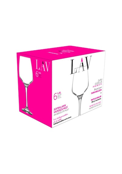 Lav Lal Cam Goblet 6'lı 400 ml Ayaklı (Şarap Kadehi , Kokteyl Bardağı)