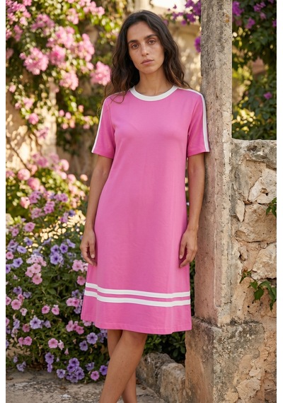 Soulshae Kadın Viskon Bisiklet Yaka Kısa Kollu Şerit Detaylı Midi Elbise Pembe Soulshae Kadın Viskon Bisiklet Yaka Kısa Kollu Şerit Detaylı Midi Elbise Pembe