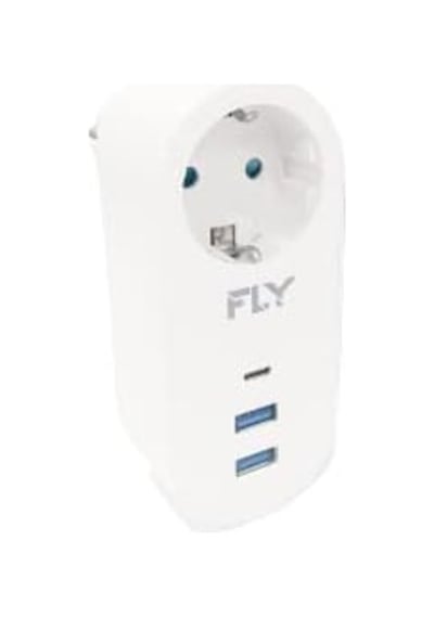 Fly Fly 3400 Termal Akım Korumalı, Çocuk Korumalı, 2 X Usb Type-c, 1 X Usb Type-c, Tekli Priz, Beyaz