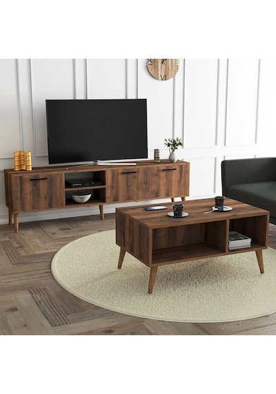 Set 1583-2072 Exxen 180 Cm Tv Ünitesi + Exxen Orta Sehpa - Hat Rengi Set 1583-2072 Exxen 180 Cm Tv Ünitesi + Exxen Orta Sehpa - Hat Rengi