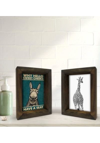 Bk Gift Banyo Dekoratif 2'Li Doğal Masif Ahşap Çerçeve 15X20Cm-27