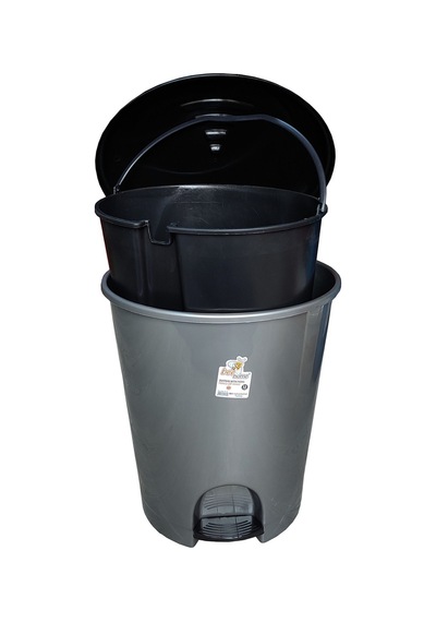 Akay Plastik Bee Home Pedallı Basmalı Açılır Kapak Çöp Kutusu Kov Gri
