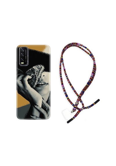 Vivo Y20 Kılıf Rasta Boyun Askılı Butterfly Girl 1837