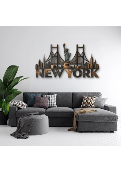 New York Silüeti - Metal Tablo - Dec0197 60 X 33 Cm Çok Renkli