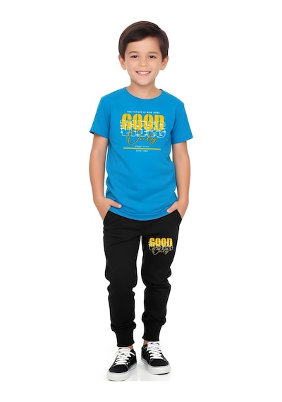 Fyk Kids Erkek Çocuk 3'lü Set Think Yazı Baskılı Yazlık Alt-üst Takım Çok Renkli