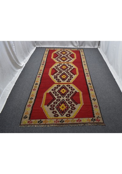Zehra Abla Halı El Dokuma Tek Parça Yekpare Sivas Kangal Yün Kilim 6282