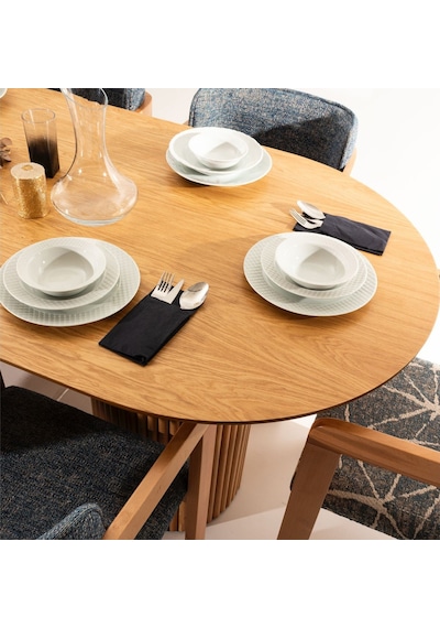 Sierra İskandinav Oval Natural Ahşap Bohem Masa 90x180 Natural Ayak - Natural Üst